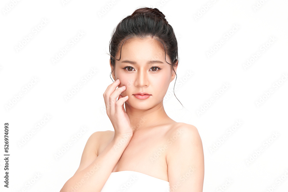 Beautiful young asian woman with clean fresh skin on white background, Face care, Facial treatment, Cosmetology, beauty and spa, Asian women portrait. Beautiful young asian woman with clean fresh skin on white background, Face care, Facial treatment, Cosmetology, beauty and spa, Asian women portrait.