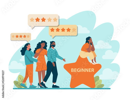 Beginner or newbie concept. New employee starting a career, project or task.