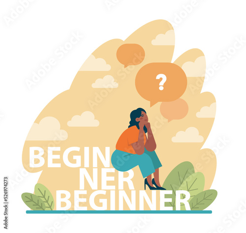Beginner or newbie concept. New employee starting a career, project or task.