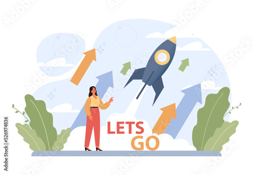 Stimulus concept. Character motivation boost, moving forward