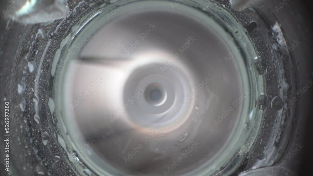 Top view, Slow motion of sharp blender blades rotating Top view, Slow motion of sharp blender blades rotating