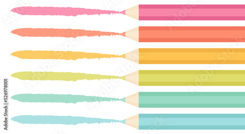 Vector illustration of colorful pencils with stripes isolated on a white background. School illustration, back to school.