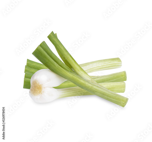 Green spring onion isolated on transparent background. (.PNG)
