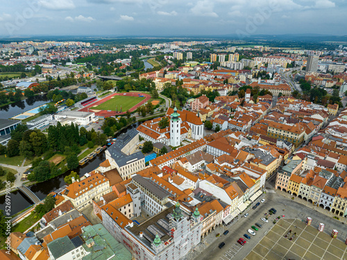 Czechia. Ceske Budejovice Aerial View. Old Town and City Center. Europe. České Budějovice town, Czech Republic. Europe. 