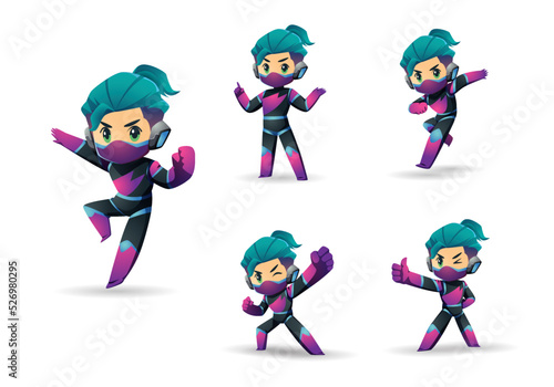 Purple Green Blue little Super Hero Boy Mascot Character Set