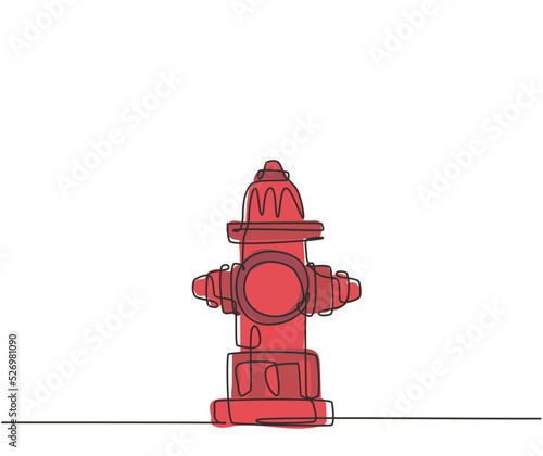 Single one line drawing of The hydrant on the side of the road is used for preventive measures in the event of a fire in the nearest building. Continuous line draw design graphic vector illustration.