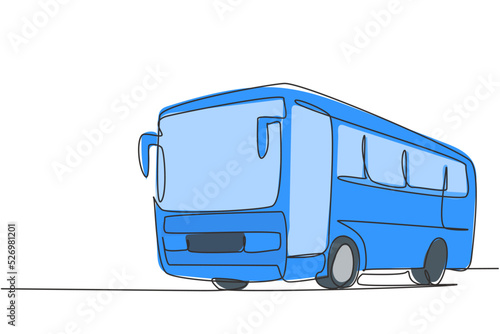 Continuous one line drawing express buses that serve inter-city passenger trips between provinces and can also be used by tourists. Public vehicle. Single line draw design vector graphic illustration.