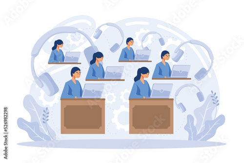 Customer support call center. Personal assistant service, person advisor hotline and helpful advice service. Support creative metaphors. Social media network services, online supporter agents