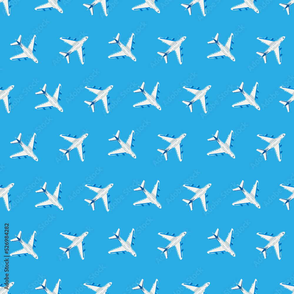 Seamless pattern with plane silhouettes on blue background. Air travel. Air traffic silhouette. Web site page and mobile app design element. Adventure time concept. Hand draw style art. Seamless pattern with plane silhouettes on blue background. Air travel. Air traffic silhouette. Web site page and mobile app design element. Adventure time concept. Hand draw style art.