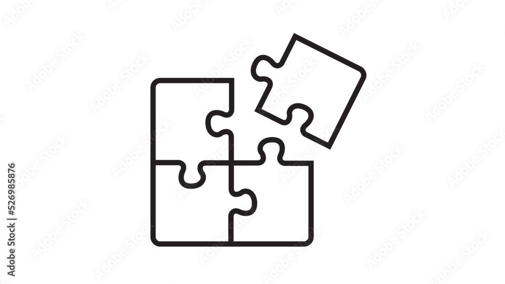 Puzzle pieces icon outline vector illustration