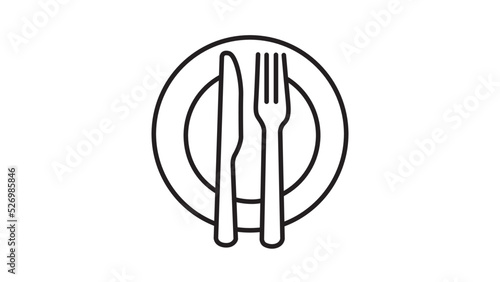 Plate and knife with a fork vector illustration