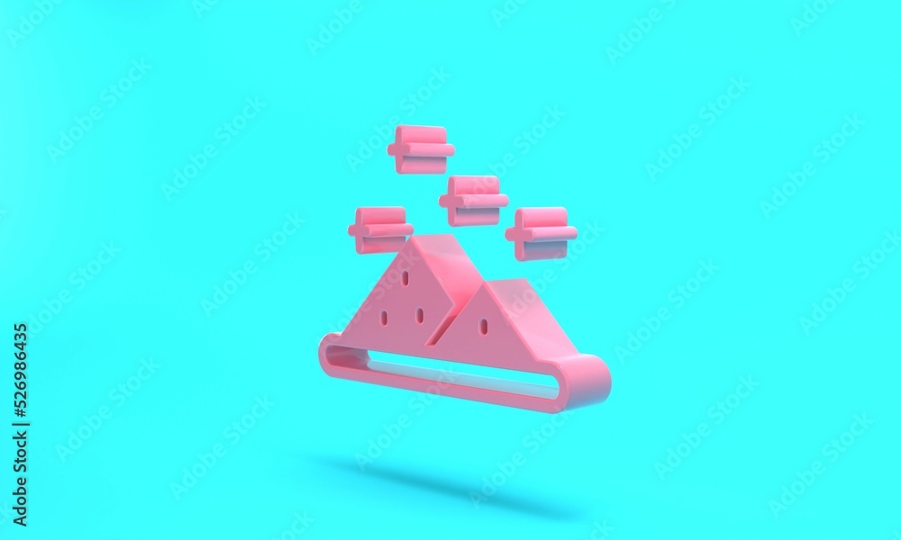 Pink Magic powder icon isolated on turquoise blue background. Minimalism concept. 3D render illustration Pink Magic powder icon isolated on turquoise blue background. Minimalism concept. 3D render illustration