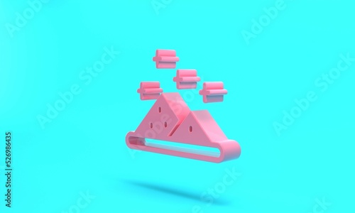 Pink Magic powder icon isolated on turquoise blue background. Minimalism concept. 3D render illustration