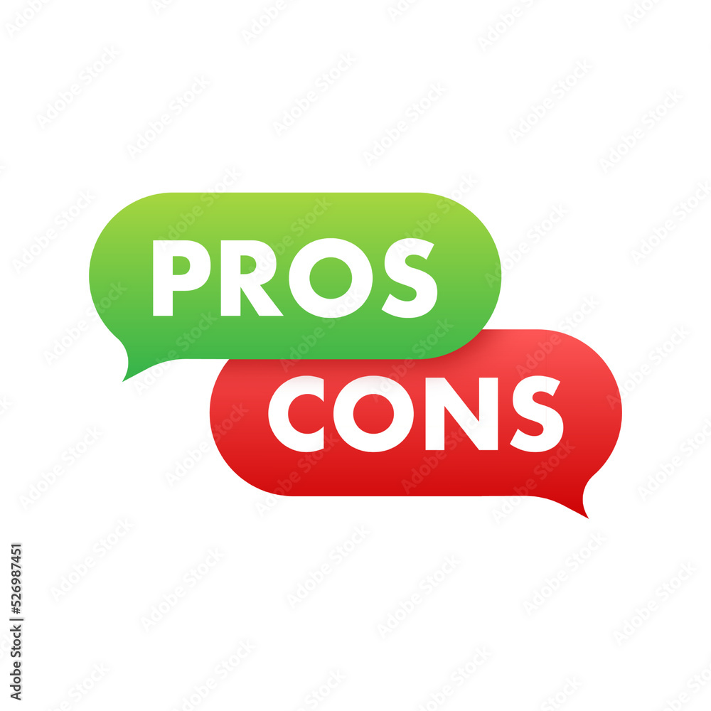 Pros cons in flat style flat icon check mark icon stock illustration