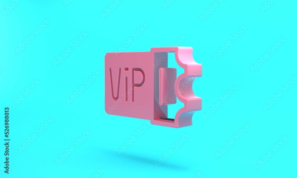 Pink Train ticket icon isolated on turquoise blue background. Travel by railway. Minimalism concept. 3D render illustration Pink Train ticket icon isolated on turquoise blue background. Travel by railway. Minimalism concept. 3D render illustration