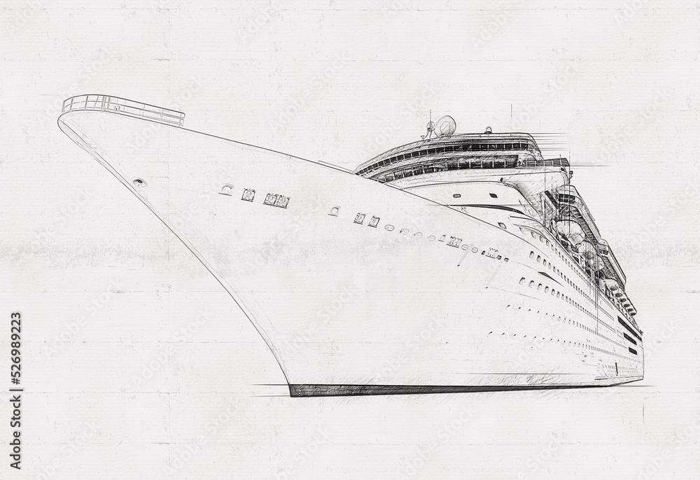 Drawing Sketch Cruise Ship Generative AI Stock Illustration  Illustration  of journey transportation 277199947