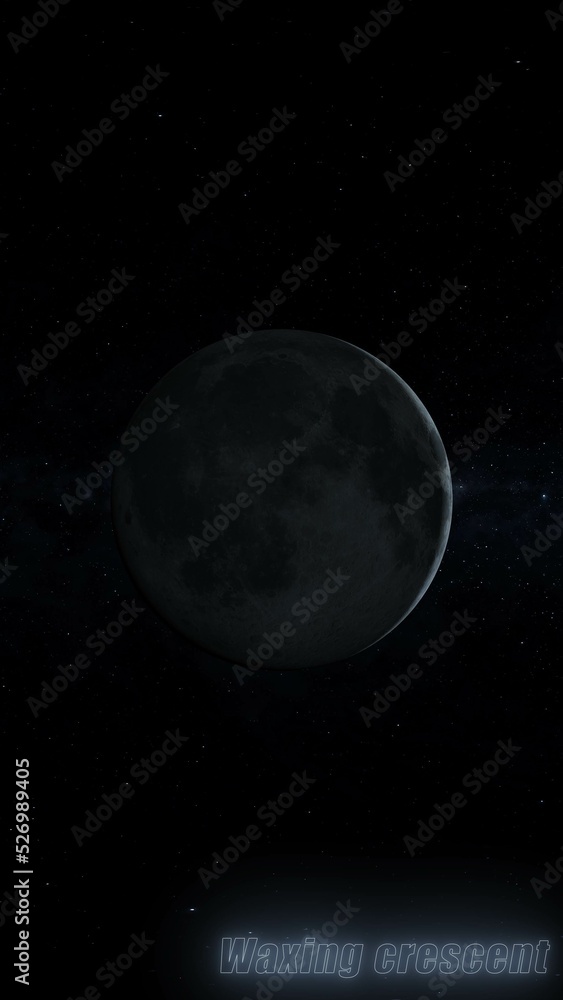 Fototapeta premium waxing crescent moon 3d illustration
