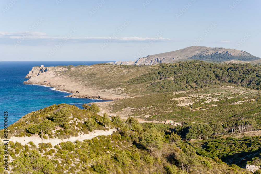 Penya Roja, Arenalet des Verger, - Arenalet de Albarca, parque natural de Llevant, Artà. Mallorca, Islas Baleares, España. Penya Roja, Arenalet des Verger, - Arenalet de Albarca, parque natural de Llevant, Artà. Mallorca, Islas Baleares, España.