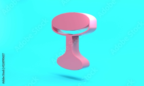 Pink Round table icon isolated on turquoise blue background. Minimalism concept. 3D render illustration © Iryna