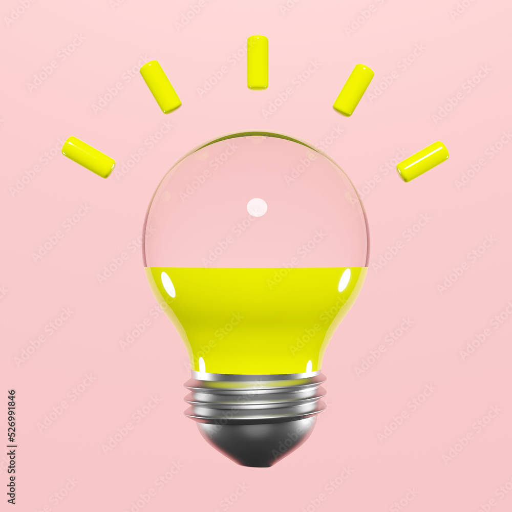 3d yellow light bulb transparent isolated on pink background. idea tip concept, minimal abstract, 3d render illustration, clipping path 3d yellow light bulb transparent isolated on pink background. idea tip concept, minimal abstract, 3d render illustration, clipping path