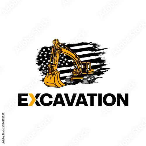 excavator logo icon vector silhouette isolated for transport and building company