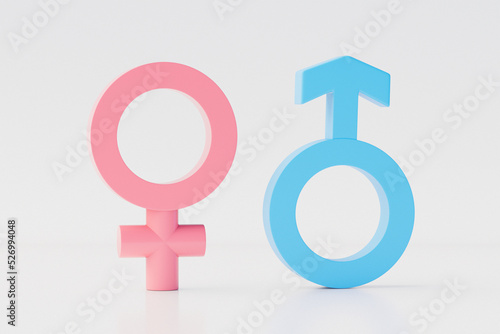 Male and female symbol icon on white background. 3d illustration