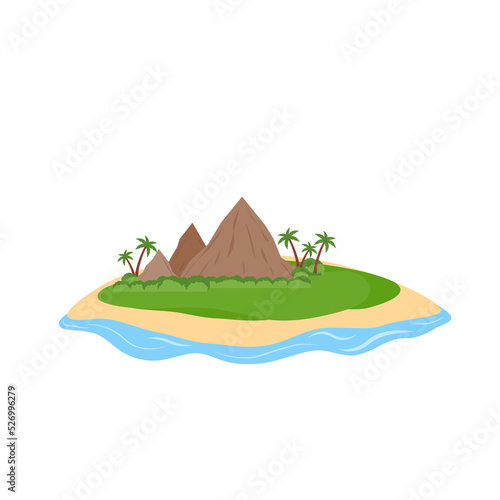 Exotic natural landscape for vacation or summer weekend holiday isolated Palm tree paradise with mountains Tropical island at sea ocean.