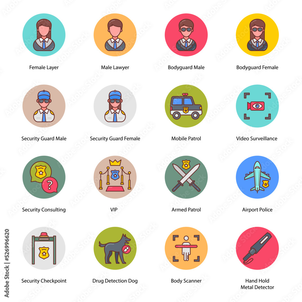 Law Enforcement Flat Round Icons - Vectors Law Enforcement Flat Round Icons - Vectors