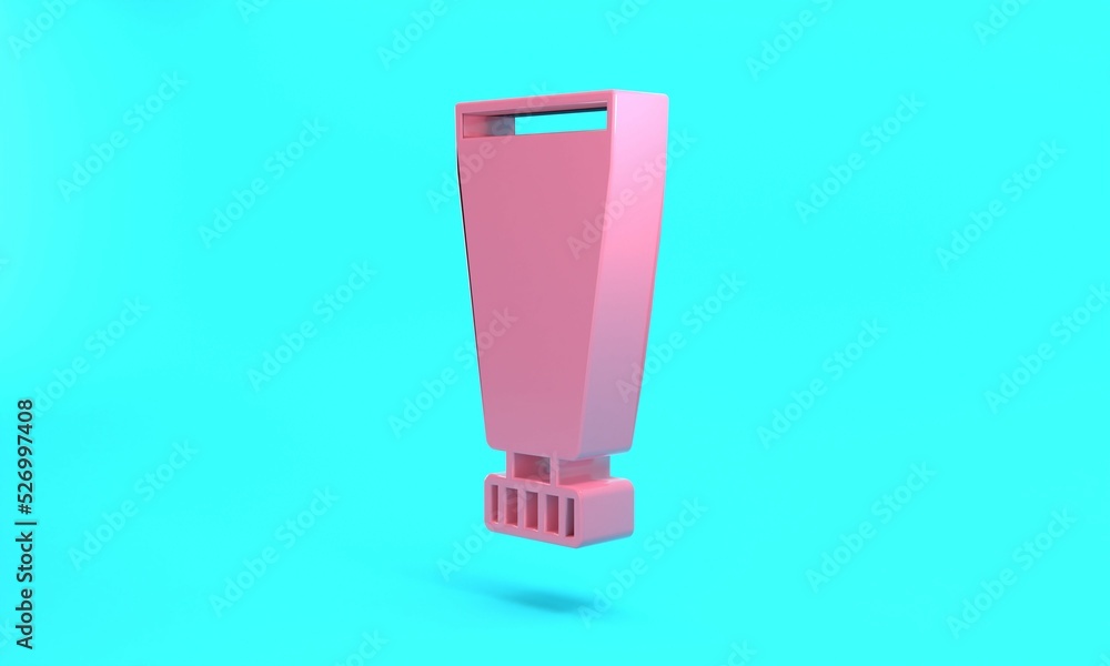 Pink Cream or lotion cosmetic tube icon isolated on turquoise blue background. Body care products for woman. Minimalism concept. 3D render illustration Pink Cream or lotion cosmetic tube icon isolated on turquoise blue background. Body care products for woman. Minimalism concept. 3D render illustration