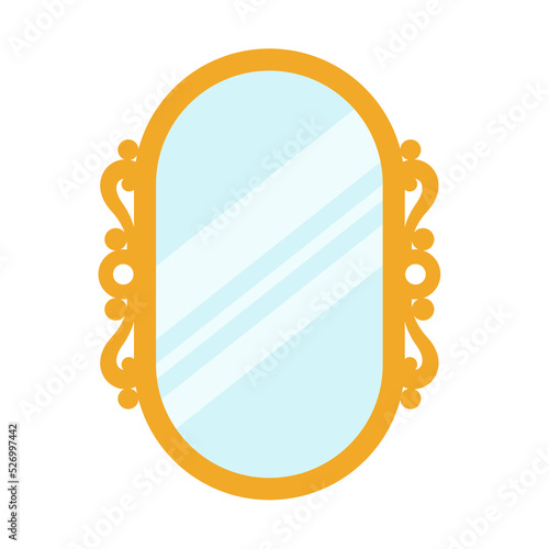 mirror with golden frame flat icon vector illustration
