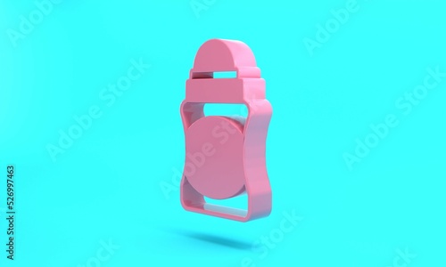 Pink Antiperspirant deodorant roll icon isolated on turquoise blue background. Cosmetic for body hygiene. Minimalism concept. 3D render illustration