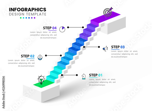 Infographic template. Staircase with 4 steps to the goal
