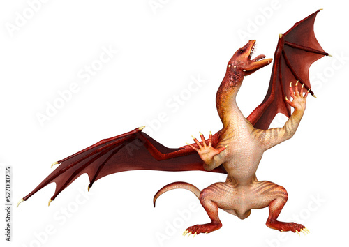 3D Rendering Fairy Tale Dragon on White