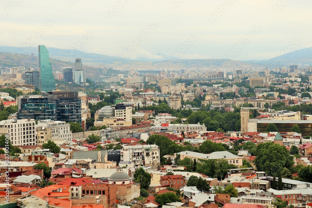 Tbilisi view of the city and the ancient center from a bird's eye view