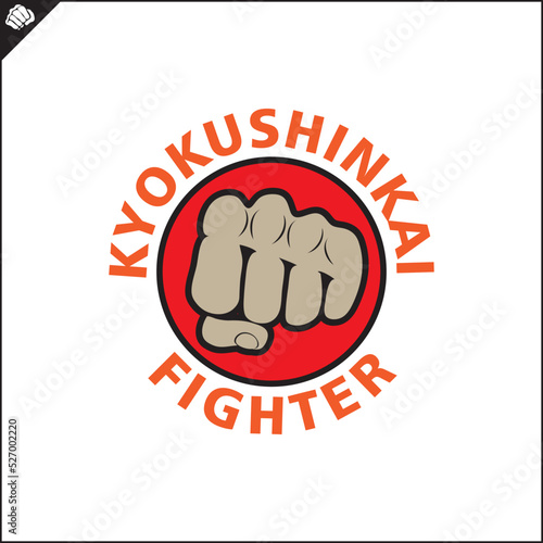Emblem of kyokushin karate power fist . Vector.