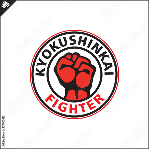 Emblem of kyokushin karate power fist . Vector.
