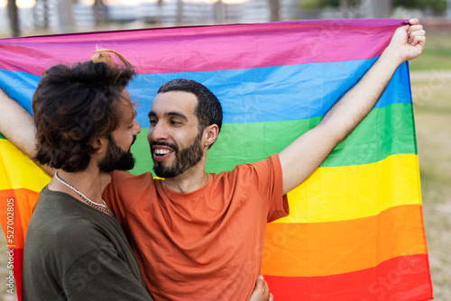 Gay couple embracing and showing their love. LGBT community