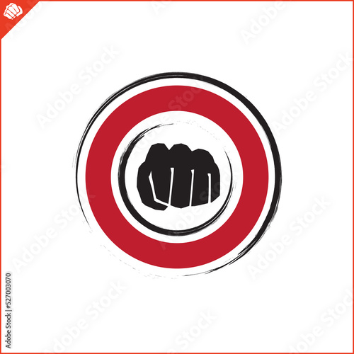 Emblem of kyokushin karate power fist . Vector.