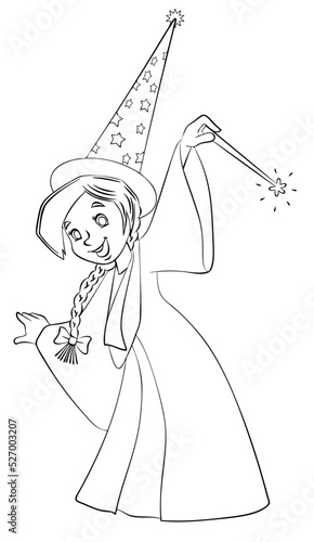 Fairy. Element for coloring page. Cartoon style.