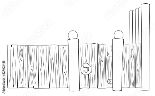 fence and wicket, cartoon, coloring pages, vector, outline, thin line