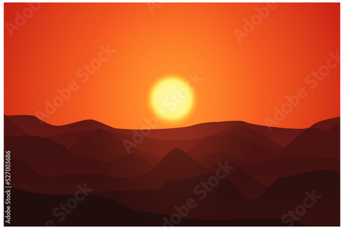 Sunrise or sunset in the mountains in vector illustration © Катерина Тарасенко