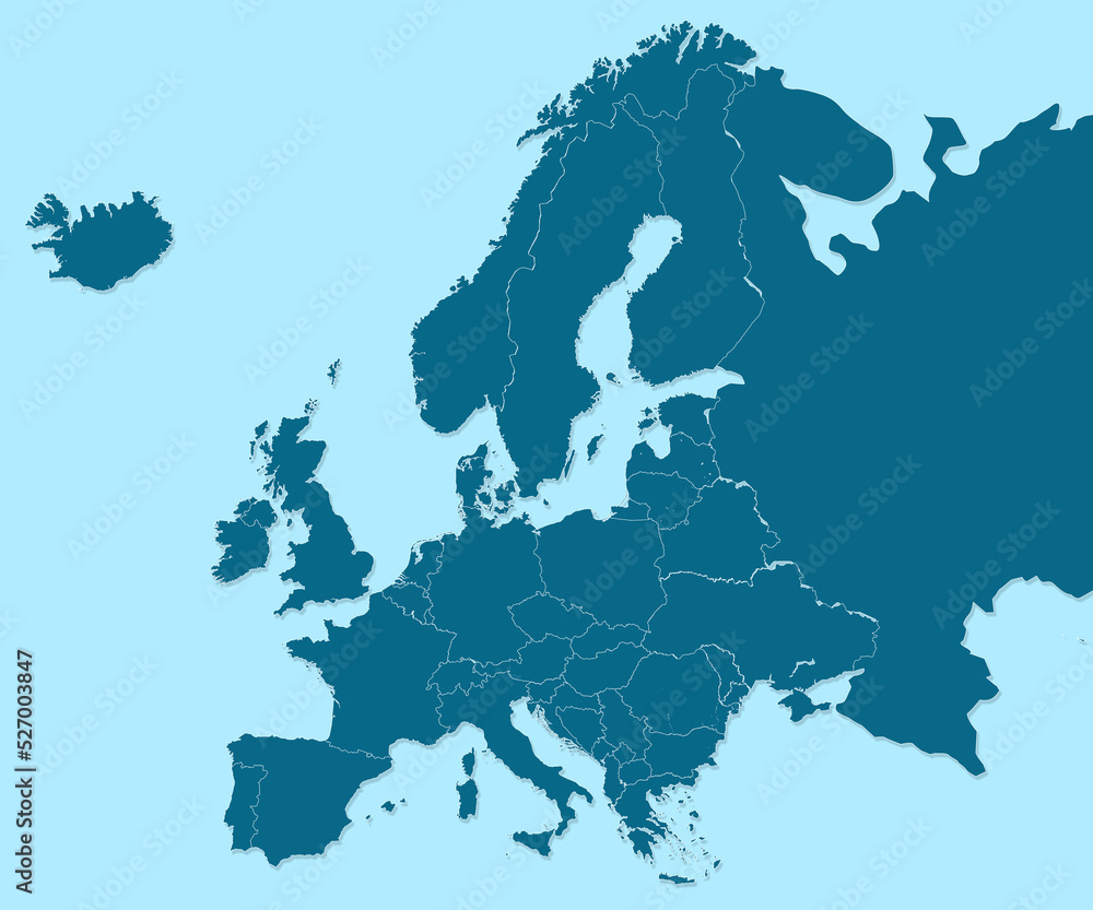 Fototapeta premium Map of Europe countries with highly detail