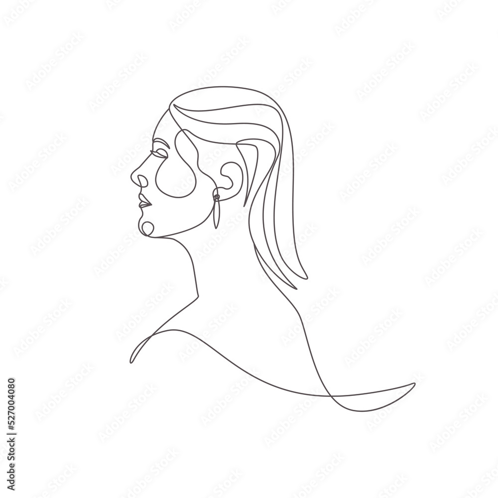 Abstract beauty female one line art cute woman portrait drawing line illustration vector art Abstract beauty female one line art cute woman portrait drawing line illustration vector art