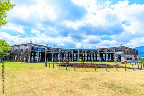 夏の旧豊後森機関庫 大分県玖珠郡 Former Bungomori locomotive storehouse in summer. Ooita-ken Kusu-gun.