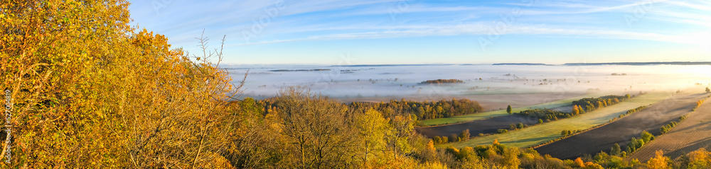 Panoramic view of a beautiful autumn landscape