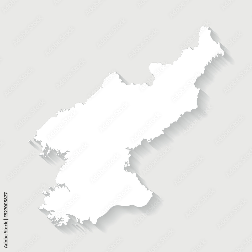 Simple white North Korea map on gray background, vector, illustration, eps 10 file