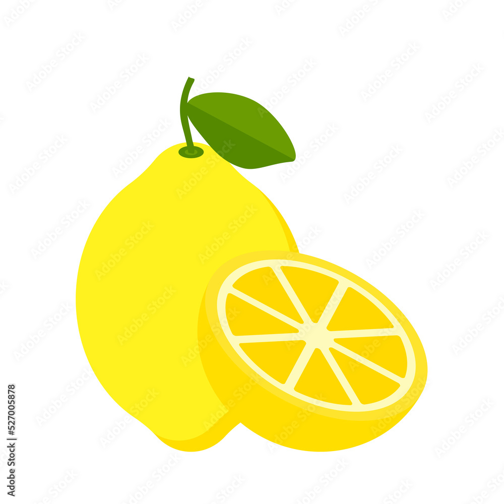 Lemon,Fresh Lemon fruits isolated,Cartoon style. On a white background Vector illustration Lemon,Fresh Lemon fruits isolated,Cartoon style. On a white background Vector illustration