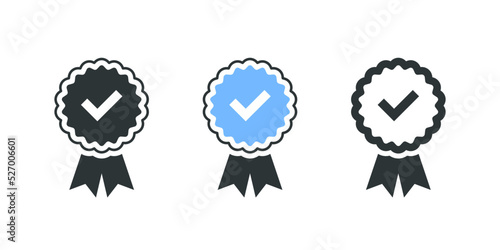 Guaranteed signs. Verification icons. Verified badges concept. Icons for social media. Vector illustration