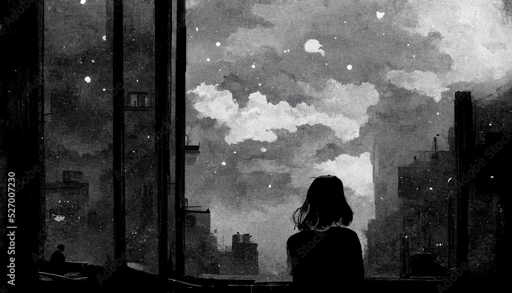 Premium AI Image  Digital illustration of a sad girl Dark art