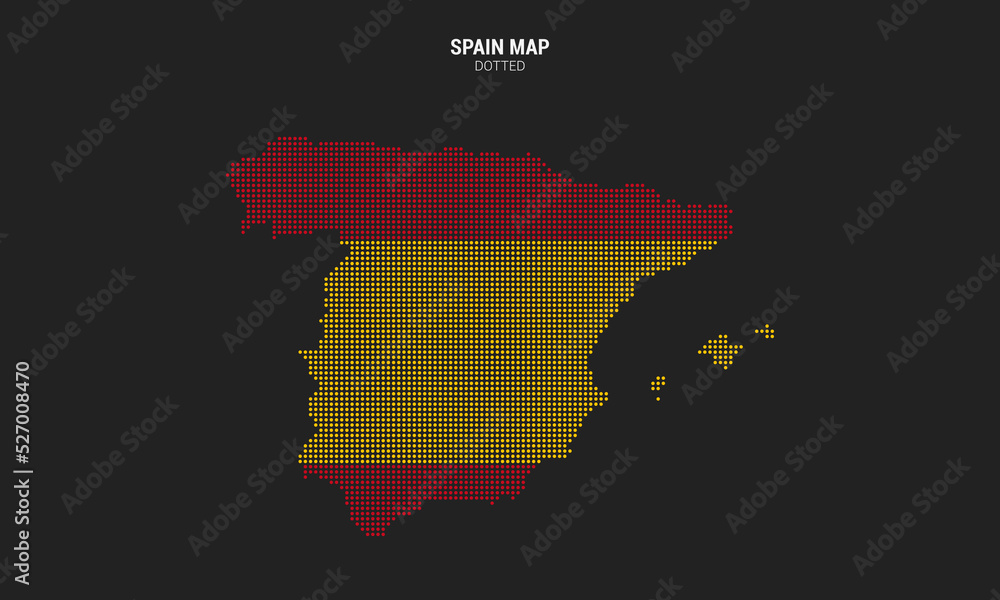 Dotted spain map vector illustration isolated on dark background Dotted spain map vector illustration isolated on dark background